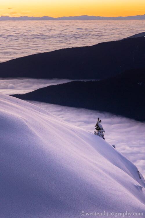 朝焼けや夕焼けの反射を撮った雪景色1