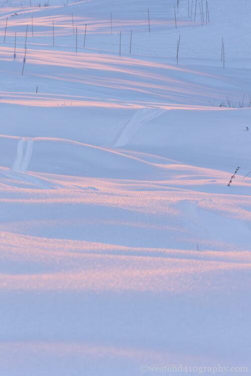 朝焼けや夕焼けの反射を撮った雪景色2