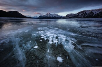 Ice bubble under frozen lake